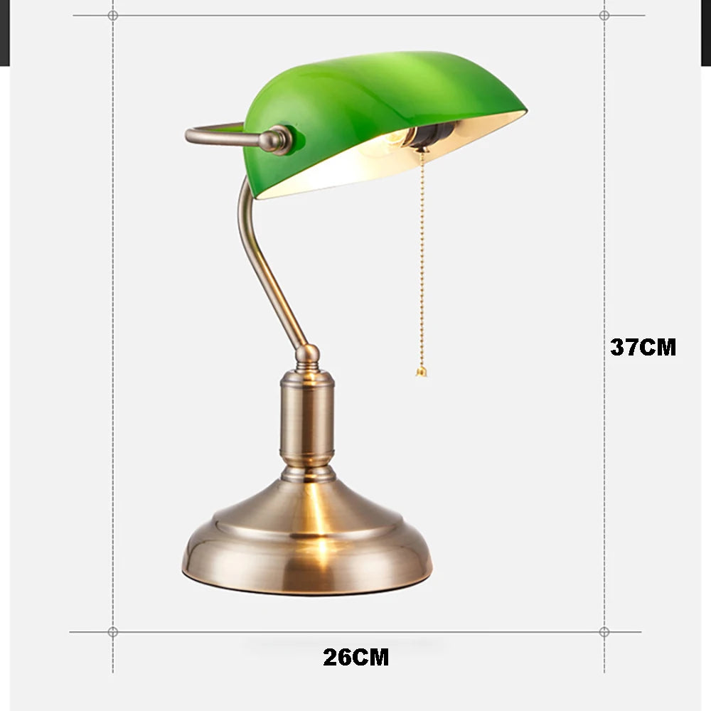 Abajur de Mesa Estilo Banco – Design Clássico Moderno com Cúpula Verde